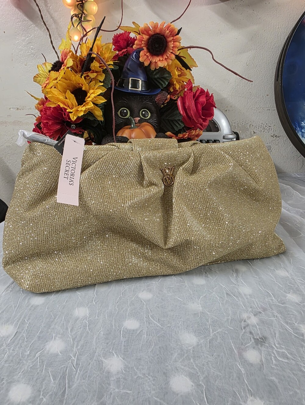 Victoria's Secret Metallic Gold Gathered Clutch